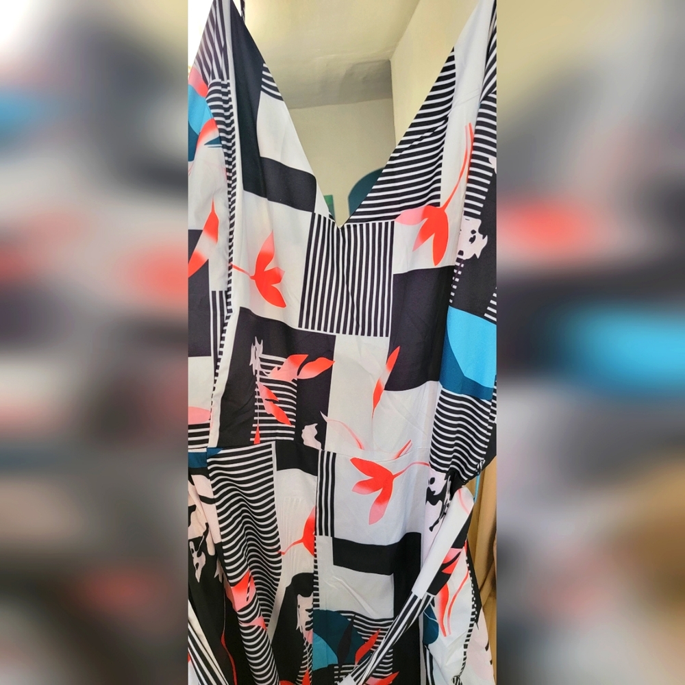 SHEIN summer jumpsuit 4XL black, white, blue and bright red/coral